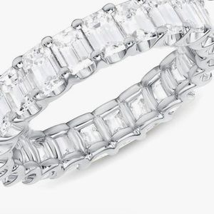 Stainless steel silver square cubic zirconia ring size 8